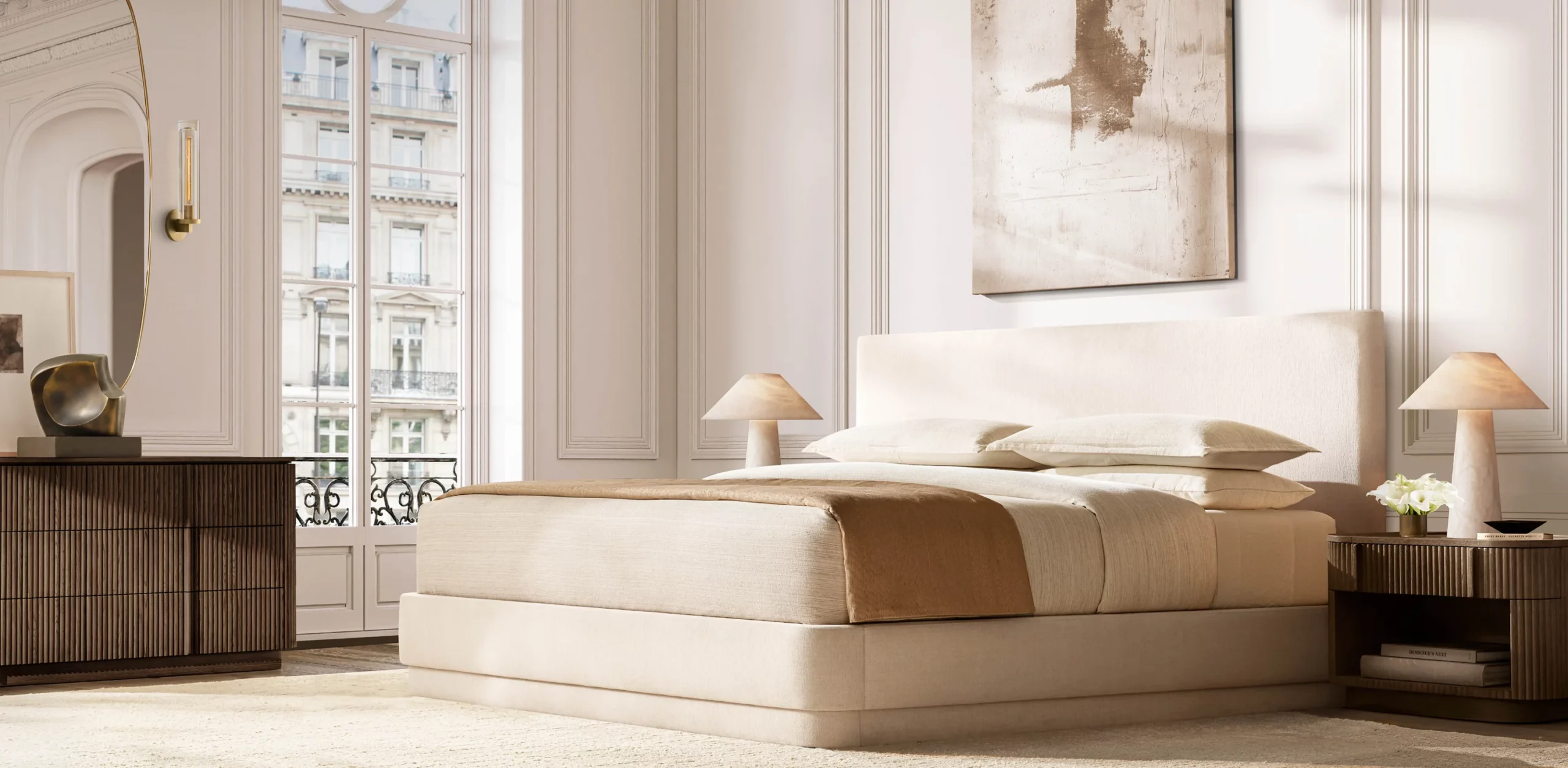 Mulholland Fully Upholstered Fabric Panel Bed - Image 6