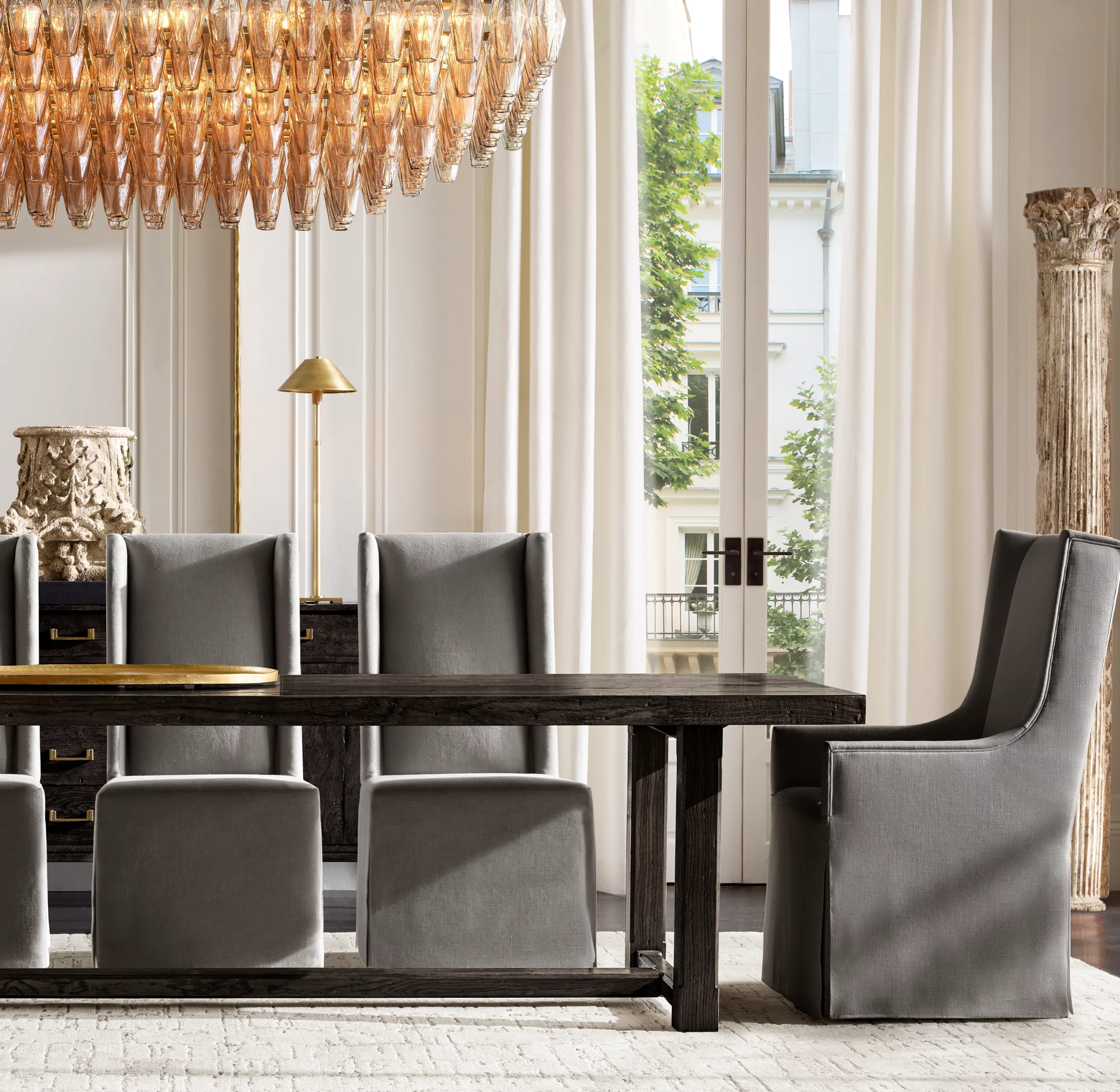 Ames Skirted Fabric Dining Side Chair - Image 3